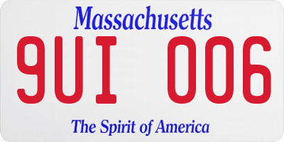 MA license plate 9UI006