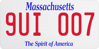 MA license plate 9UI007