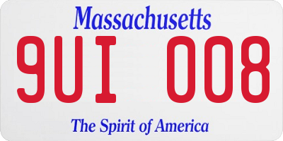 MA license plate 9UI008