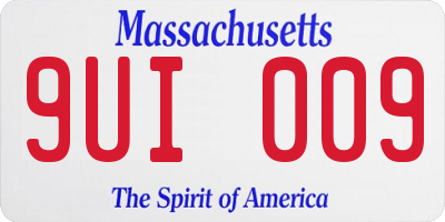 MA license plate 9UI009