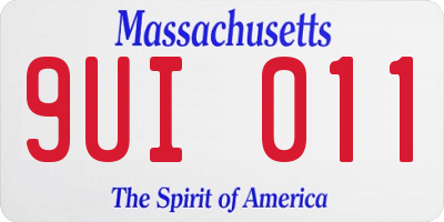 MA license plate 9UI011