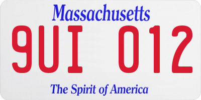 MA license plate 9UI012