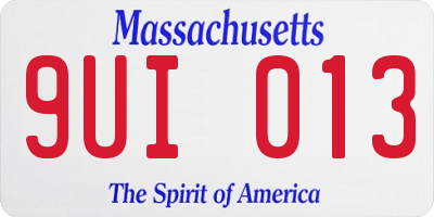 MA license plate 9UI013