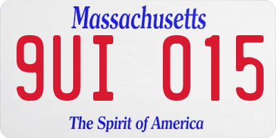 MA license plate 9UI015