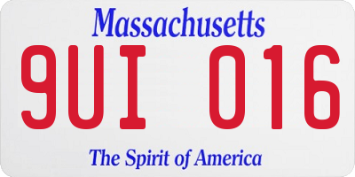 MA license plate 9UI016