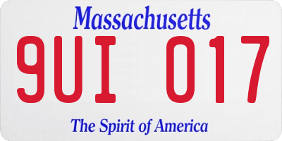 MA license plate 9UI017