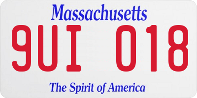 MA license plate 9UI018