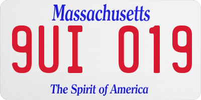 MA license plate 9UI019