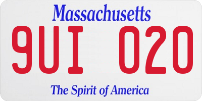 MA license plate 9UI020