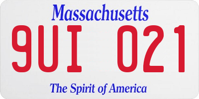 MA license plate 9UI021