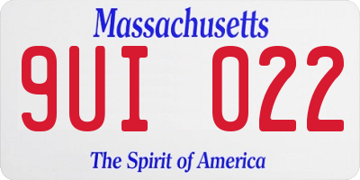 MA license plate 9UI022