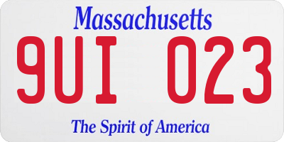 MA license plate 9UI023
