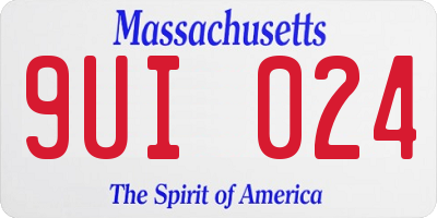 MA license plate 9UI024