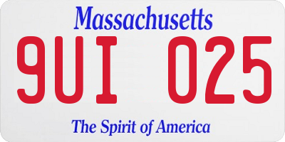 MA license plate 9UI025