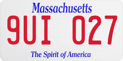 MA license plate 9UI027