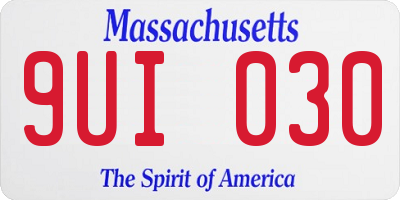 MA license plate 9UI030