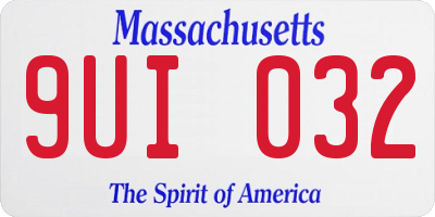 MA license plate 9UI032