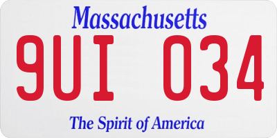 MA license plate 9UI034