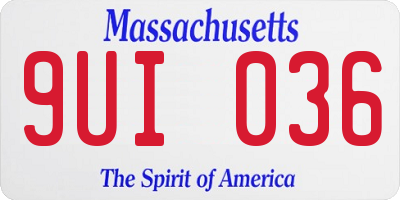 MA license plate 9UI036