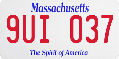 MA license plate 9UI037
