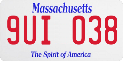 MA license plate 9UI038