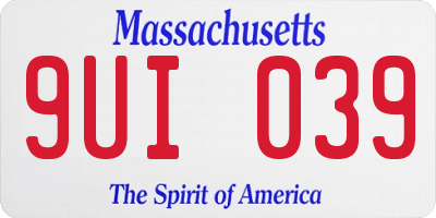 MA license plate 9UI039