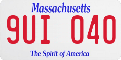 MA license plate 9UI040