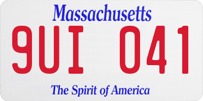 MA license plate 9UI041