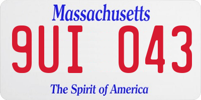 MA license plate 9UI043