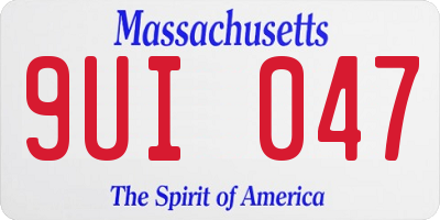 MA license plate 9UI047