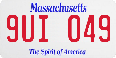 MA license plate 9UI049