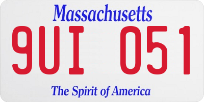 MA license plate 9UI051
