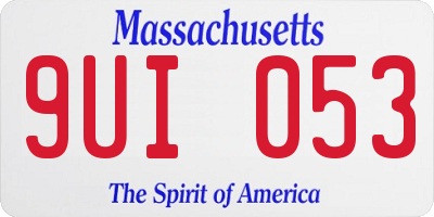 MA license plate 9UI053
