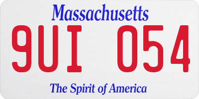 MA license plate 9UI054