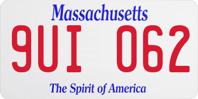 MA license plate 9UI062