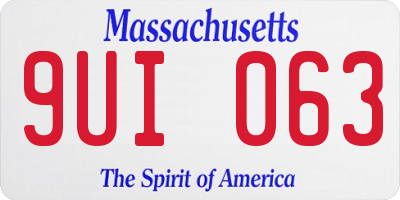 MA license plate 9UI063