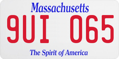 MA license plate 9UI065
