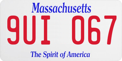 MA license plate 9UI067