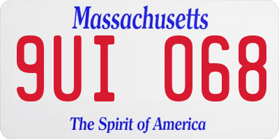 MA license plate 9UI068