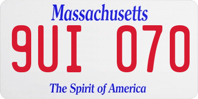 MA license plate 9UI070