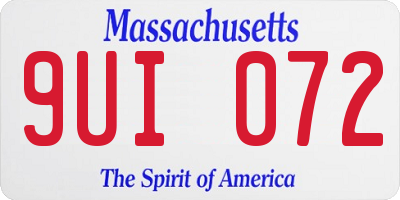 MA license plate 9UI072