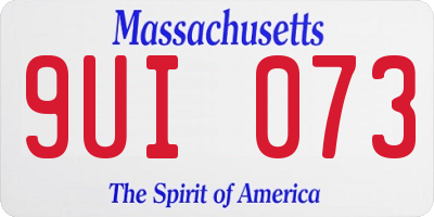 MA license plate 9UI073