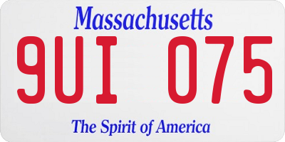 MA license plate 9UI075