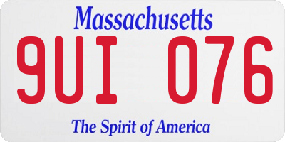 MA license plate 9UI076