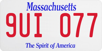 MA license plate 9UI077
