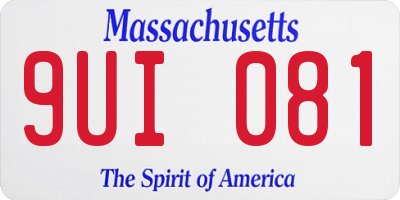 MA license plate 9UI081