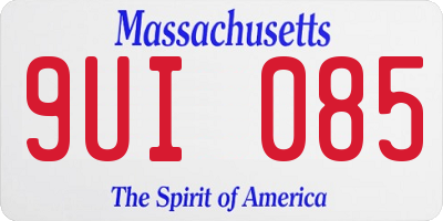 MA license plate 9UI085