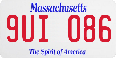 MA license plate 9UI086