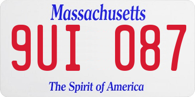 MA license plate 9UI087