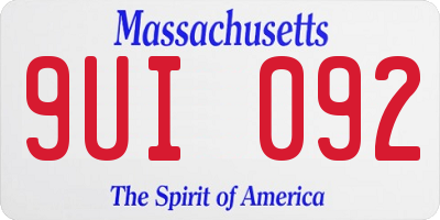 MA license plate 9UI092